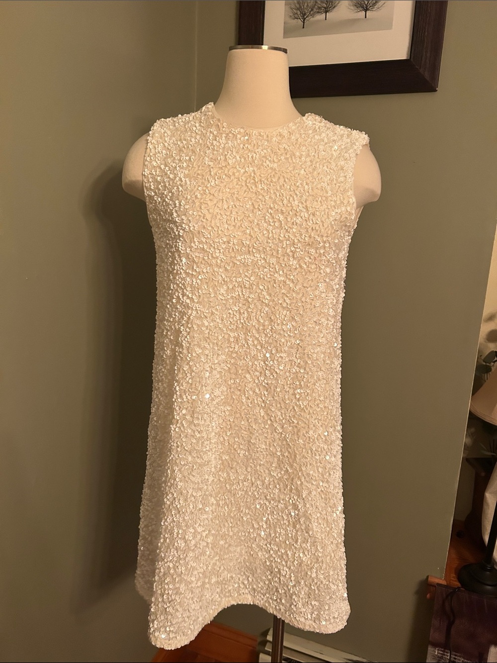 Ivory Sequin Black Bow Detail  Shift Dress - Elegant Sleeveless Formal Dress